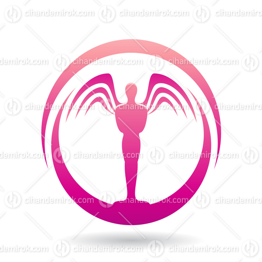 Man with Wings Magenta Icon Vector Illustration