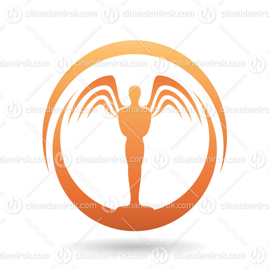 Man with Wings Orange Icon Vector Illustration