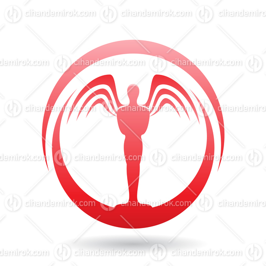 Man with Wings Red Icon Vector Illustration