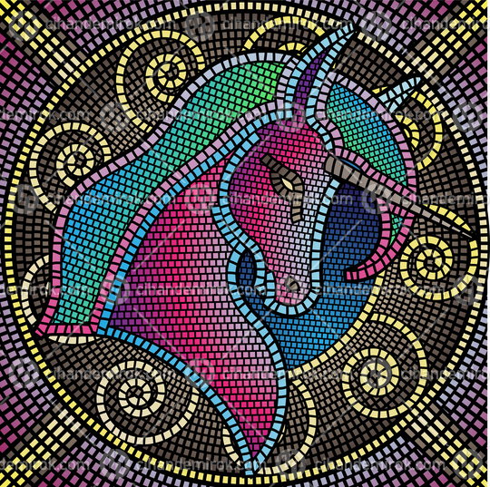 Mosaic Tiles Forming a Fantasy Unicorn 