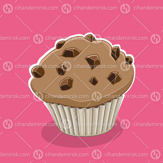 Muffin Icon on a Pink Background Vector Illustration