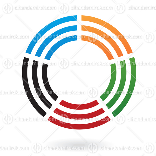 Multicolor Striped Split Circle Abstract Logo Icon