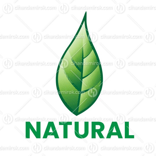 Natural Engraved Icon with Green Leaf