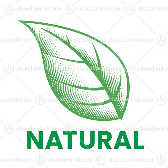 Natural Icon with Green Engraved Leaf