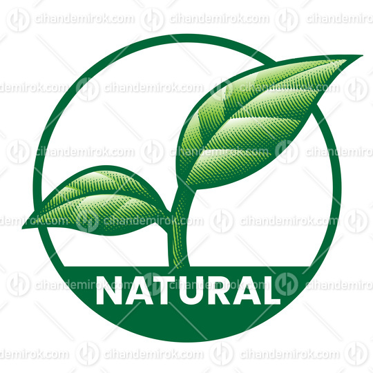 Natural Round Icon with 2 Green Leaves - Icon 11