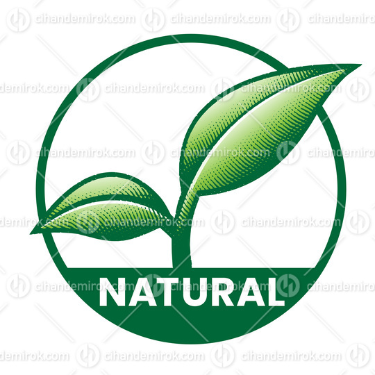 Natural Round Icon with 2 Green Leaves - Icon 2