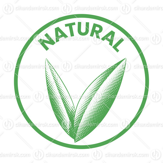 Natural Round Icon with Engraved Green Leaves - Icon 1