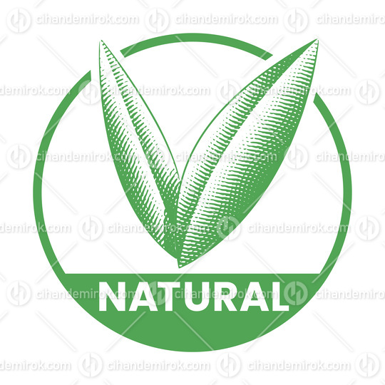 Natural Round Icon with Engraved Green Leaves - Icon 2