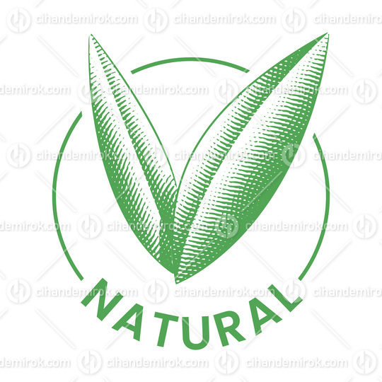 Natural Round Icon with Engraved Green Leaves - Icon 3