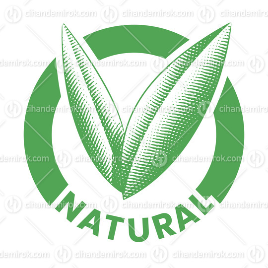 Natural Round Icon with Engraved Green Leaves - Icon 6
