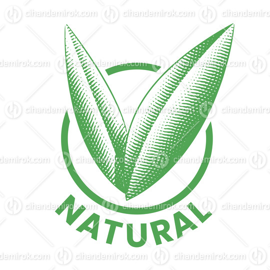 Natural Round Icon with Engraved Green Leaves - Icon 8