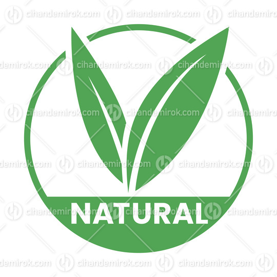 Natural Round Icon with Green Leaves - Icon 2
