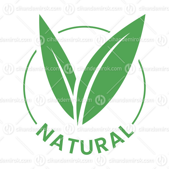 Natural Round Icon with Green Leaves - Icon 3