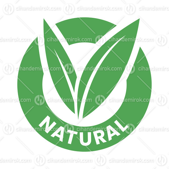 Natural Round Icon with Green Leaves - Icon 4