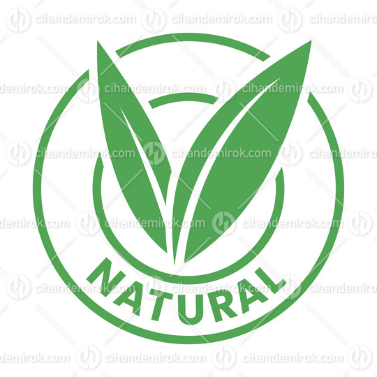 Natural Round Icon with Green Leaves - Icon 5
