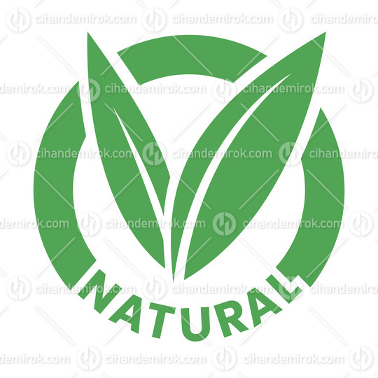 Natural Round Icon with Green Leaves - Icon 6
