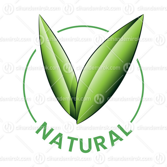 Natural Round Icon with Shaded Green Leaves - Icon 3