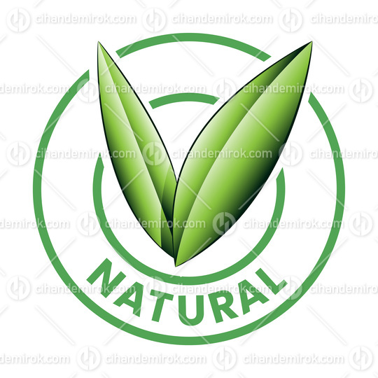 Natural Round Icon with Shaded Green Leaves - Icon 5