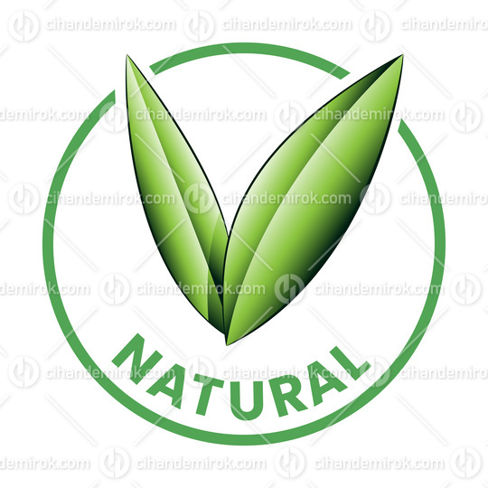Natural Round Icon with Shaded Green Leaves - Icon 7