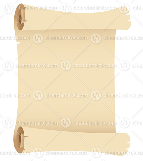 Old Vertical Beige Paper Banner with Curled Edges