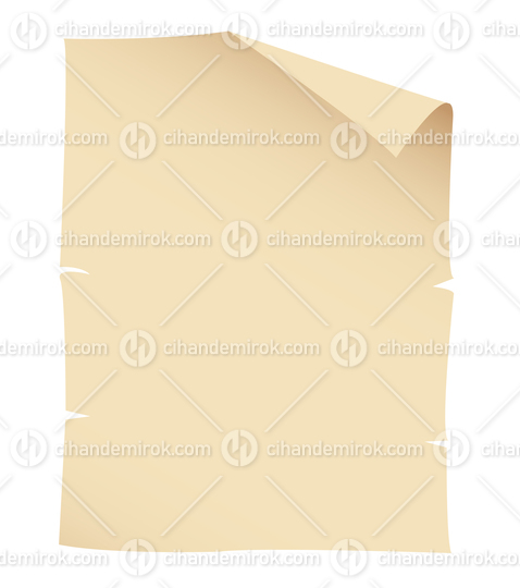 Old Vertical Beige Paper Banner with Folded Corner