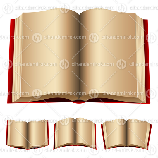 Open Red Books with Old Beige Pages