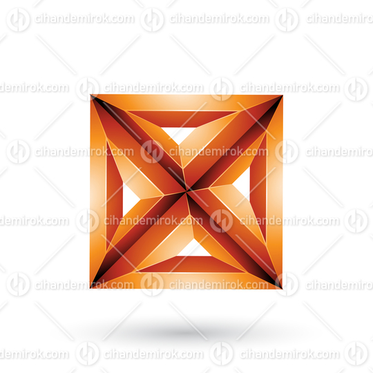 Orange 3d Geometrical Embossed Square and Triangle X Shape