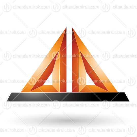 Orange 3d Pyramidical Embossed Shape Vector Illustration