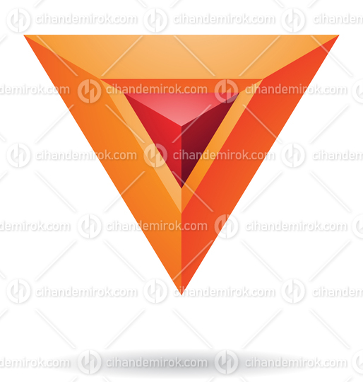 Orange Abstract Embossed Pyramid Shape with a Red Center