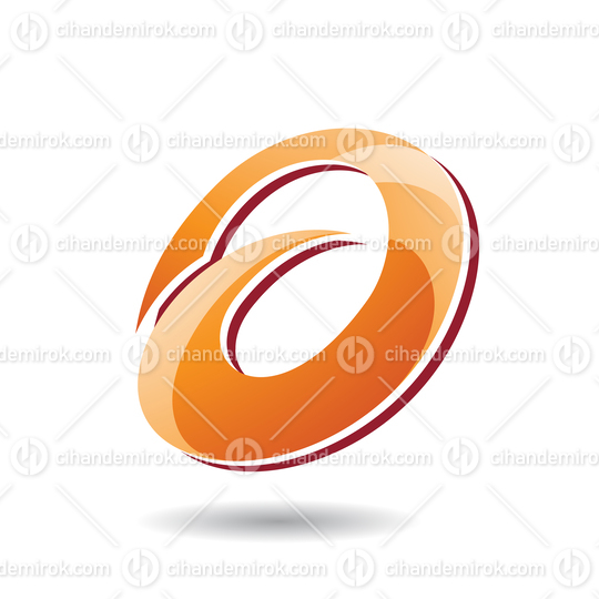Orange Abstract Oval Layered Spiky Round Icon for Lowercase Letter A