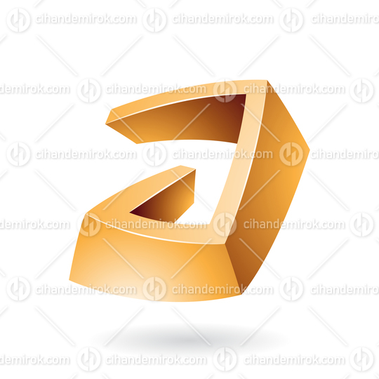 Orange Abstract Shiny Non Symmetrical Lowercase Letter A