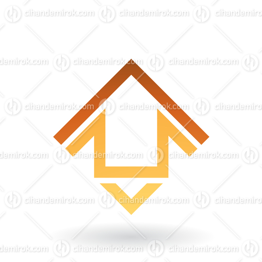 Orange Abstract Square House Shape with Angled Lines