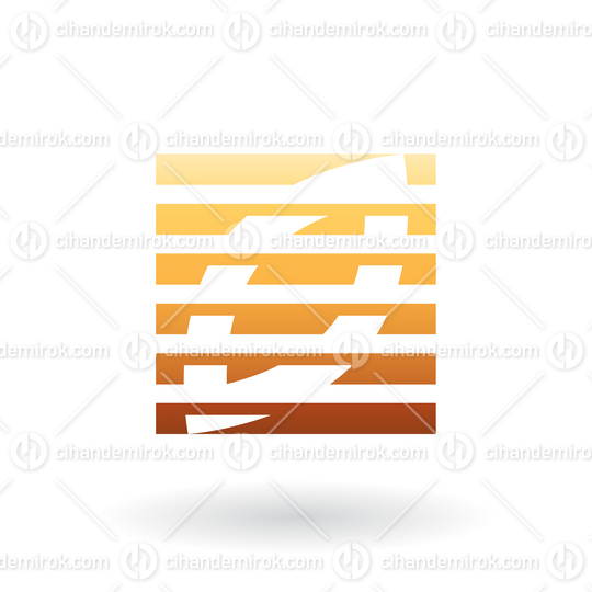 Orange Abstract Square Wheat Grain Icon with Stripes