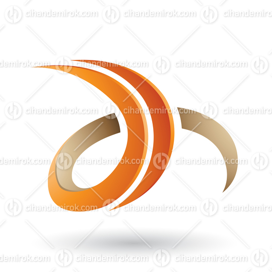 Orange and Beige 3d Curly Letter D and H Vector Illustration
