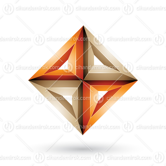 Orange and Beige 3d Geometrical Embossed Diamond Shape