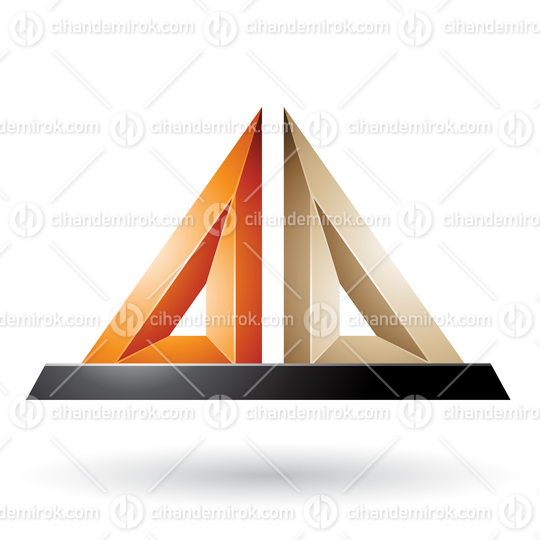 Orange and Beige 3d Pyramidical Embossed Shape