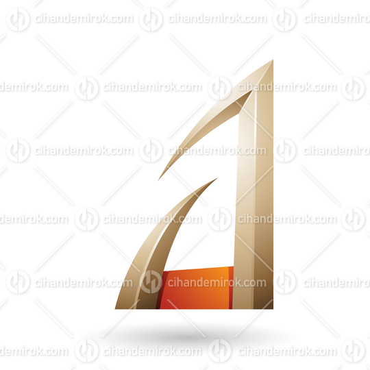 Orange and Beige Arrow Shaped Letter A Vector Illustration