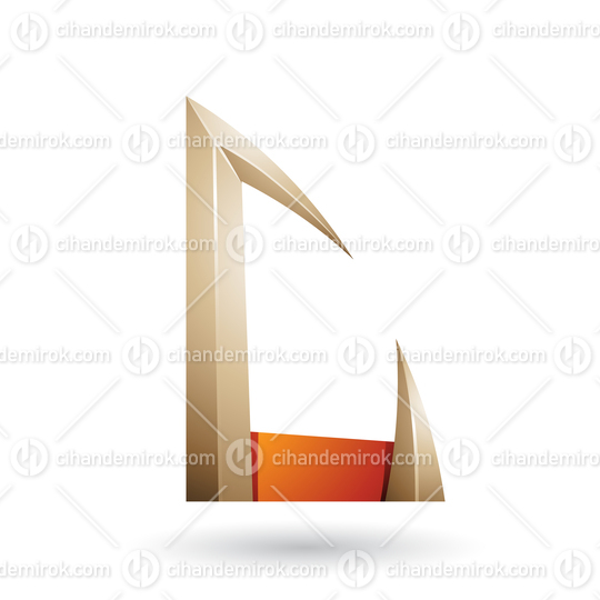 Orange and Beige Arrow Shaped Letter C Vector Illustration