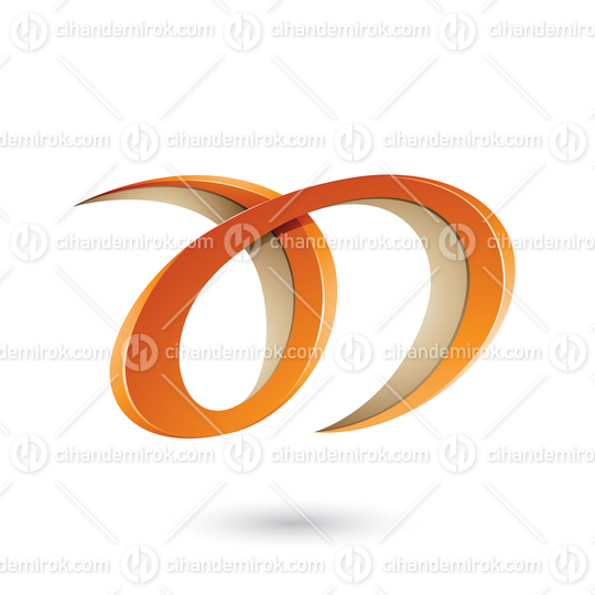 Orange and Beige Curvy Letter A and D Vector Illustration
