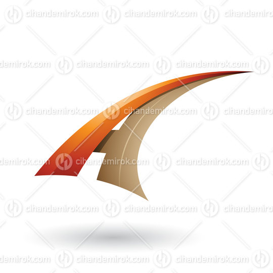 Orange and Beige Dynamic Flying Letter A Vector Illustration