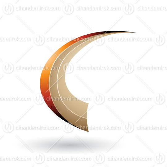 Orange and Beige Dynamic Flying Letter C Vector Illustration