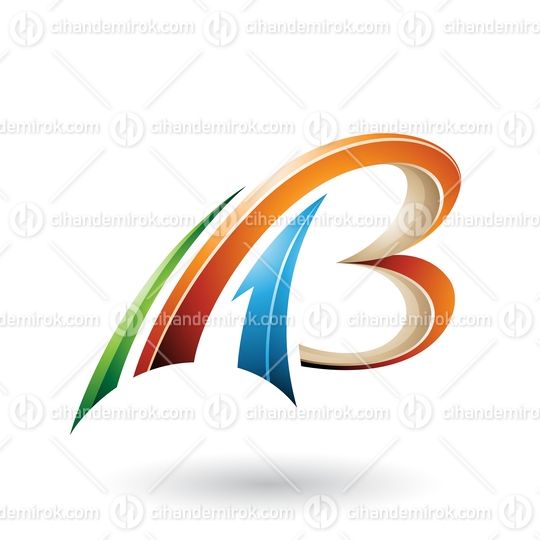 Orange and Beige Flying Dynamic 3d Letters A and B