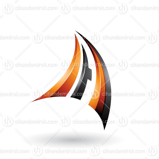 Orange and Black 3d Dynamic Flying Letter A Vector Illustration