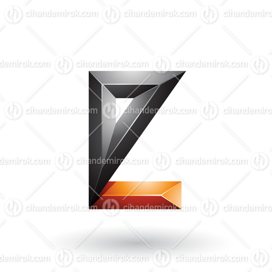 Orange and Black 3d Geometrical Embossed Letter E