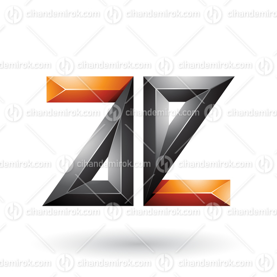 Orange and Black 3d Geometrical Embossed Letters A and E