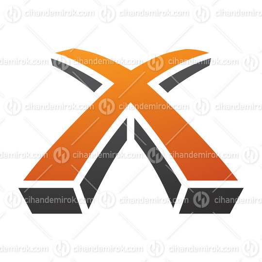Orange and Black 3d Shaped Letter X Icon