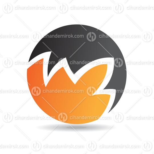 Orange and Black Abstract Bush Like Round Logo Icon