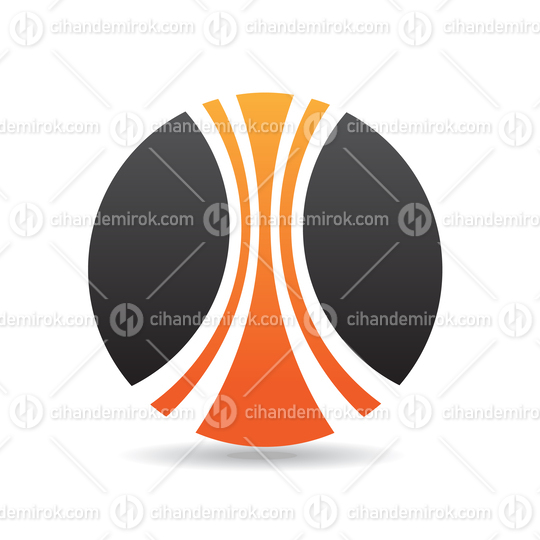 Orange and Black Abstract Curvy Striped Round Logo Icon