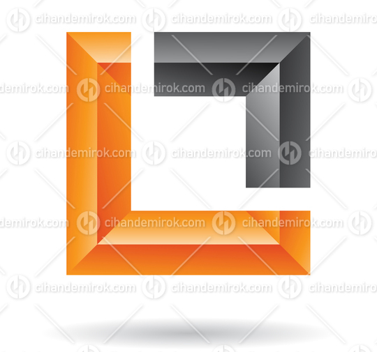 Orange and Black Abstract Embossed Square Frame Logo Icon