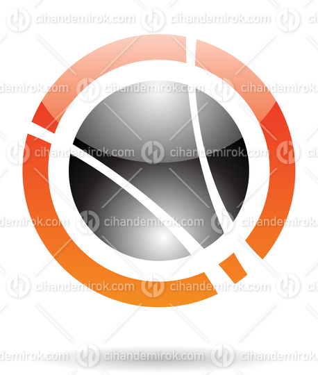 Orange and Black Abstract Glossy Orbit-Like Logo Icon